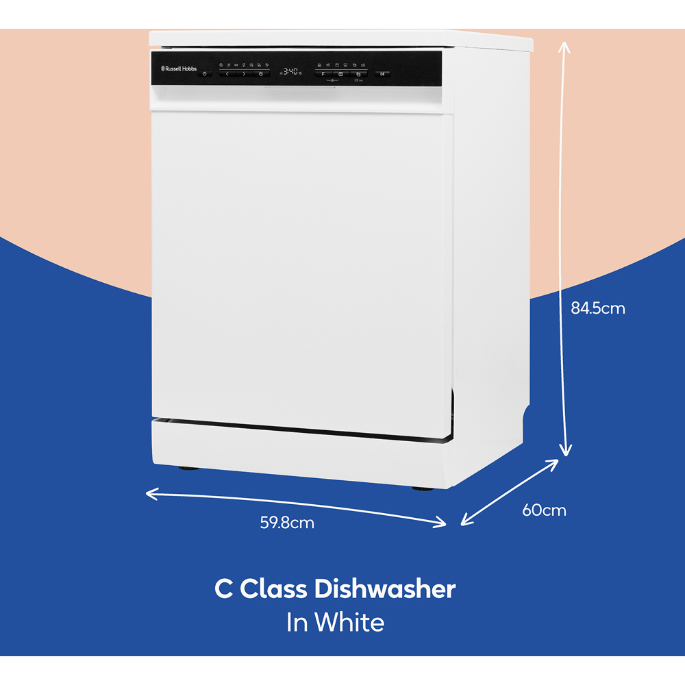 Russell Hobbs RH60DW10C1W White Freestanding Dishwasher with 8 Wash Program Image 9