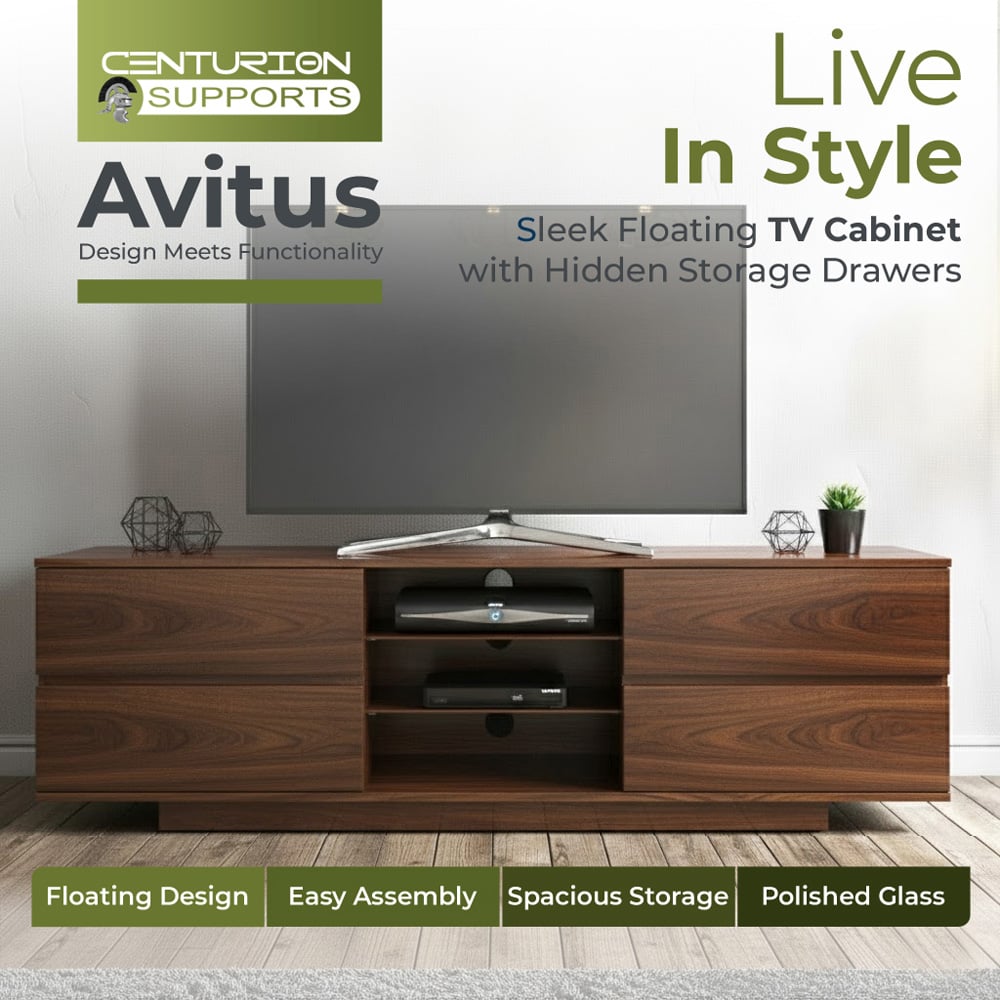 Centurion Supports Avitus 4 Drawer 3 Shelf Premium Walnut TV Unit Image 6