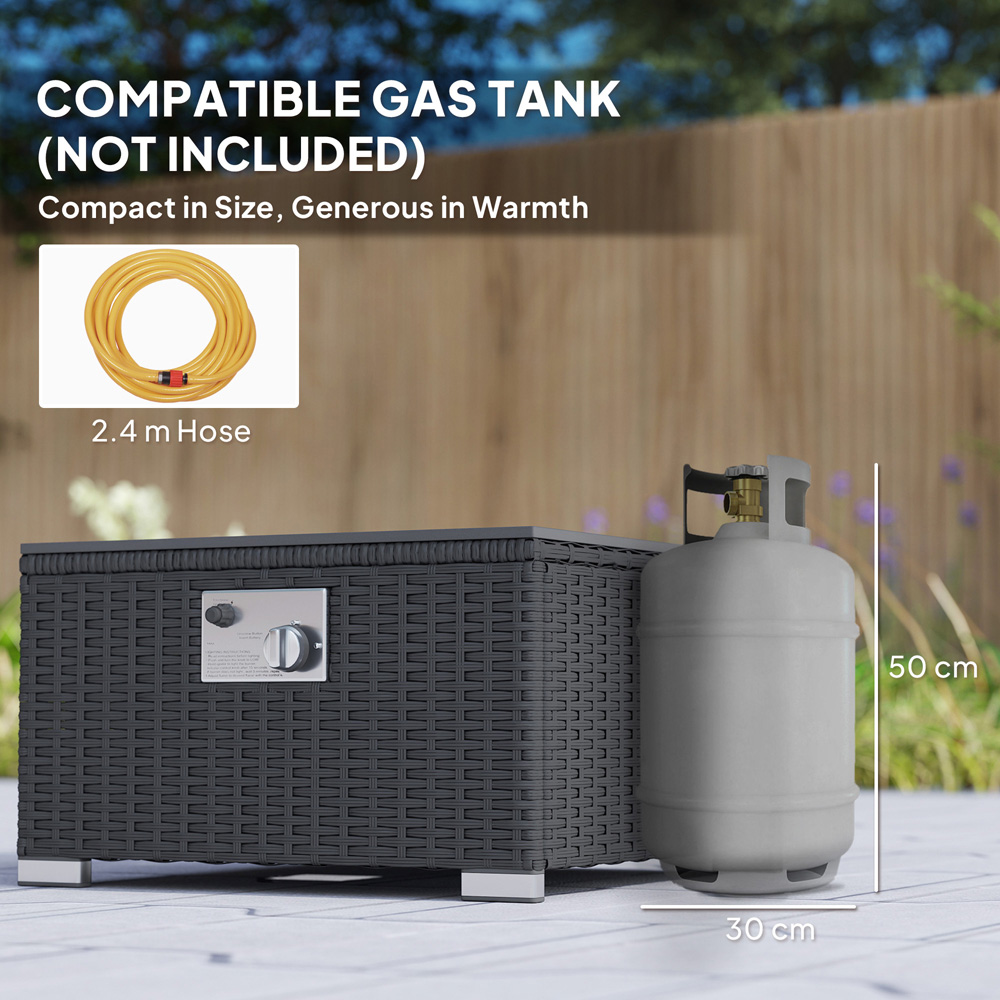 Outsunny 4 Seater Black and Cream Rattan Sofa Set with Footstool Image 6