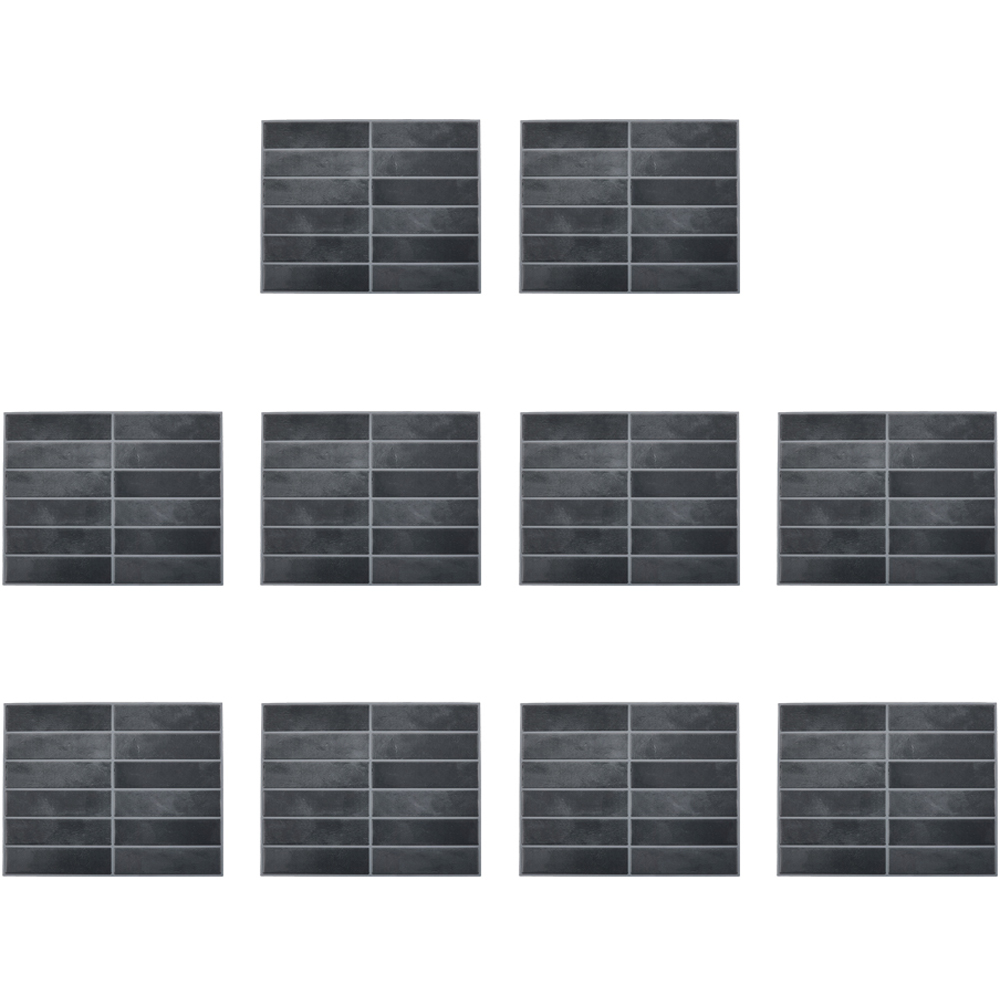 Living and Home Dark Grey Rectangle Self Adhesive Wall Sticker 10 Pack Image 2