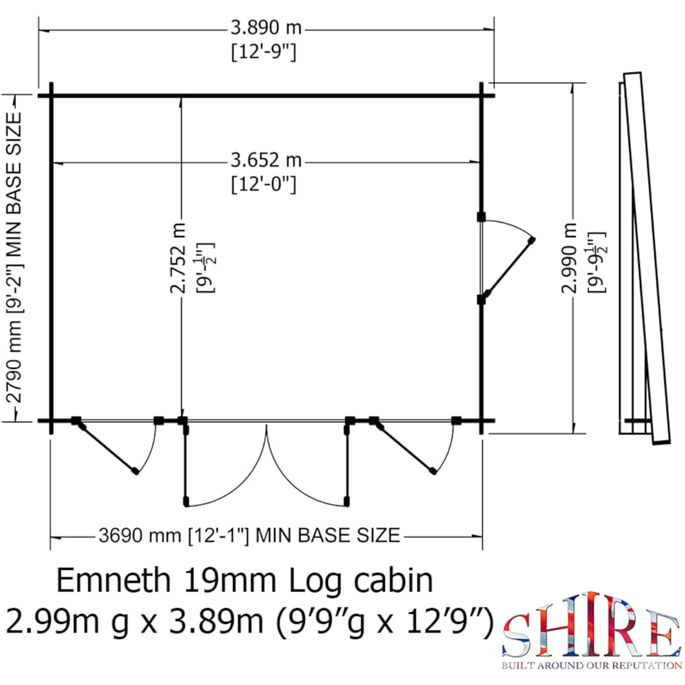 Shire Emneth 10 x 13ft Double Door Log Cabin Image 8
