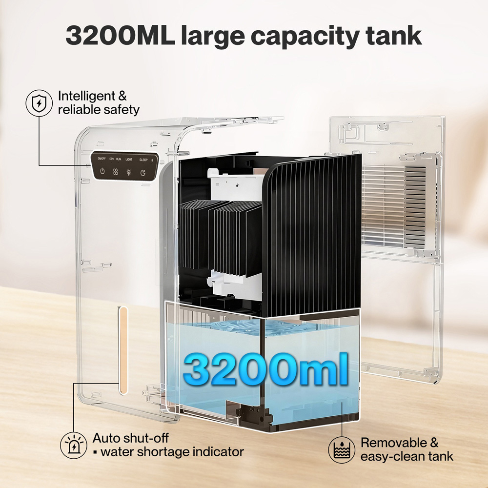 Spector 2-in-1 Black Portable Electric Dehumidifier 3.2L Image 5