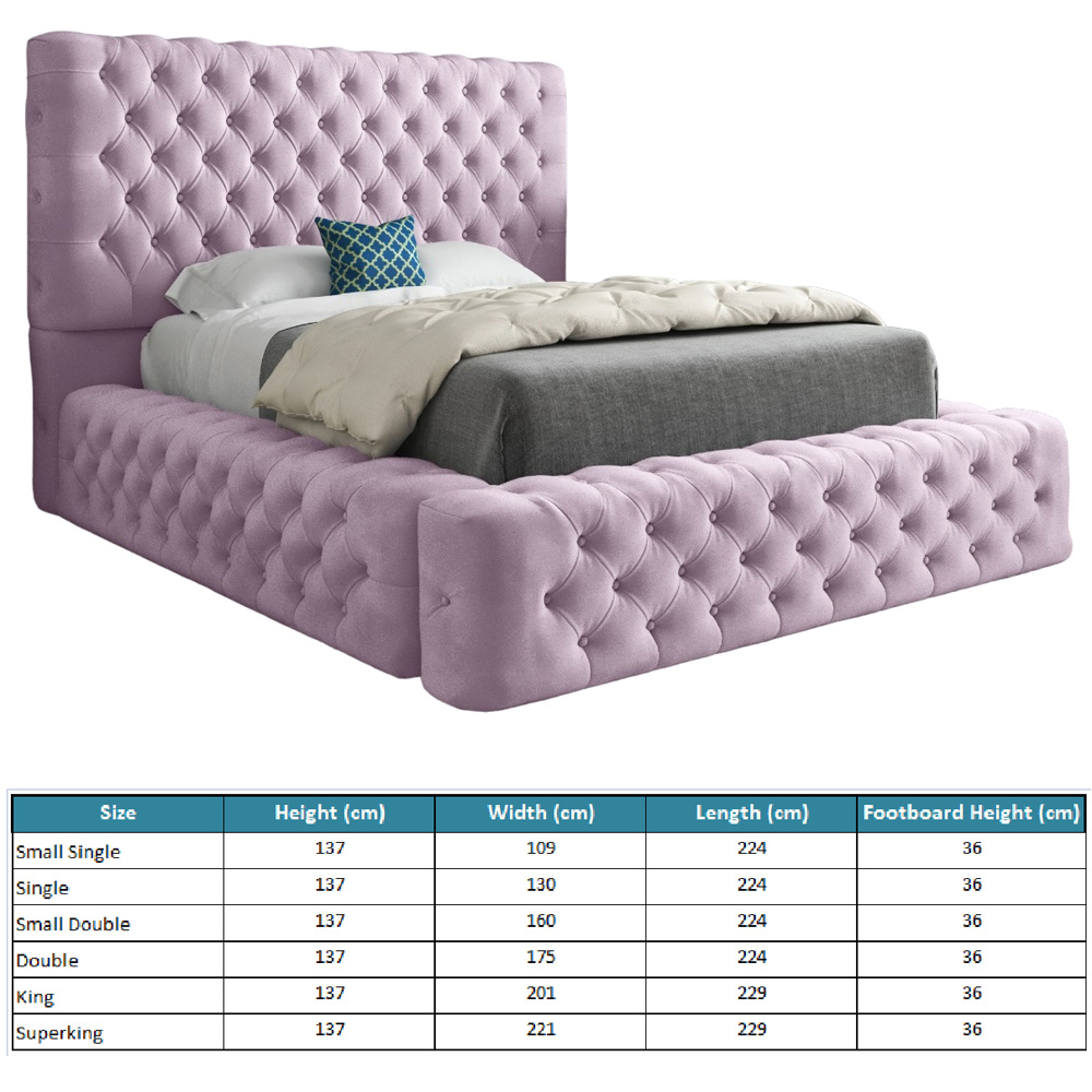 Grand Milan Pink Single Upholstered Bed Frame with Pleated Chesterfield Headboard Image 7