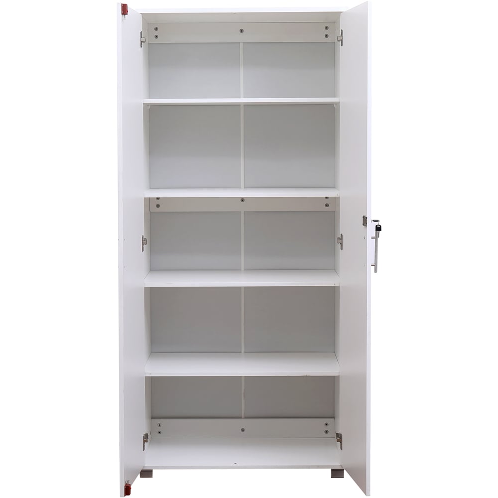 MMT Furniture Designs 2 Door White Wooden Lockable Filing Cabinet Image 4