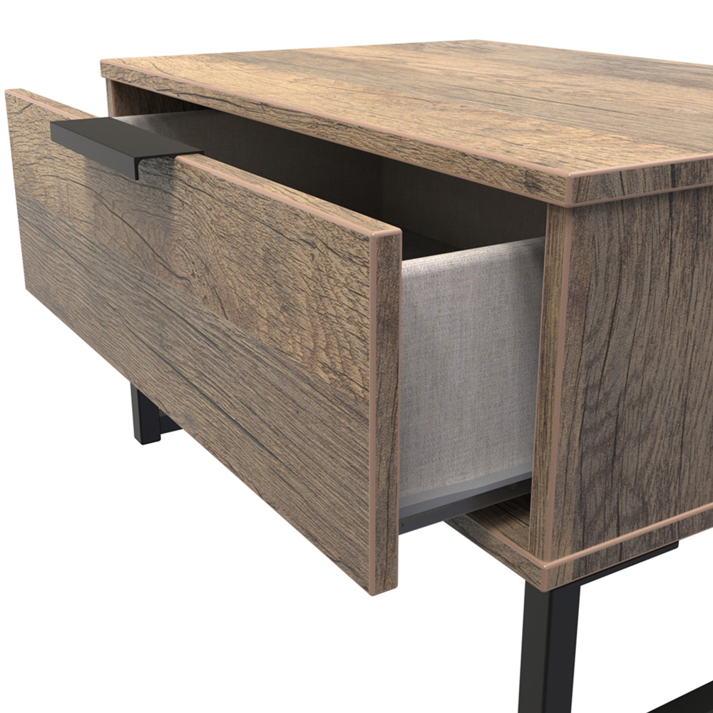 Crowndale Hong Kong Single Drawer Vintage Oak Wide Side Table Ready Assembled Image 5