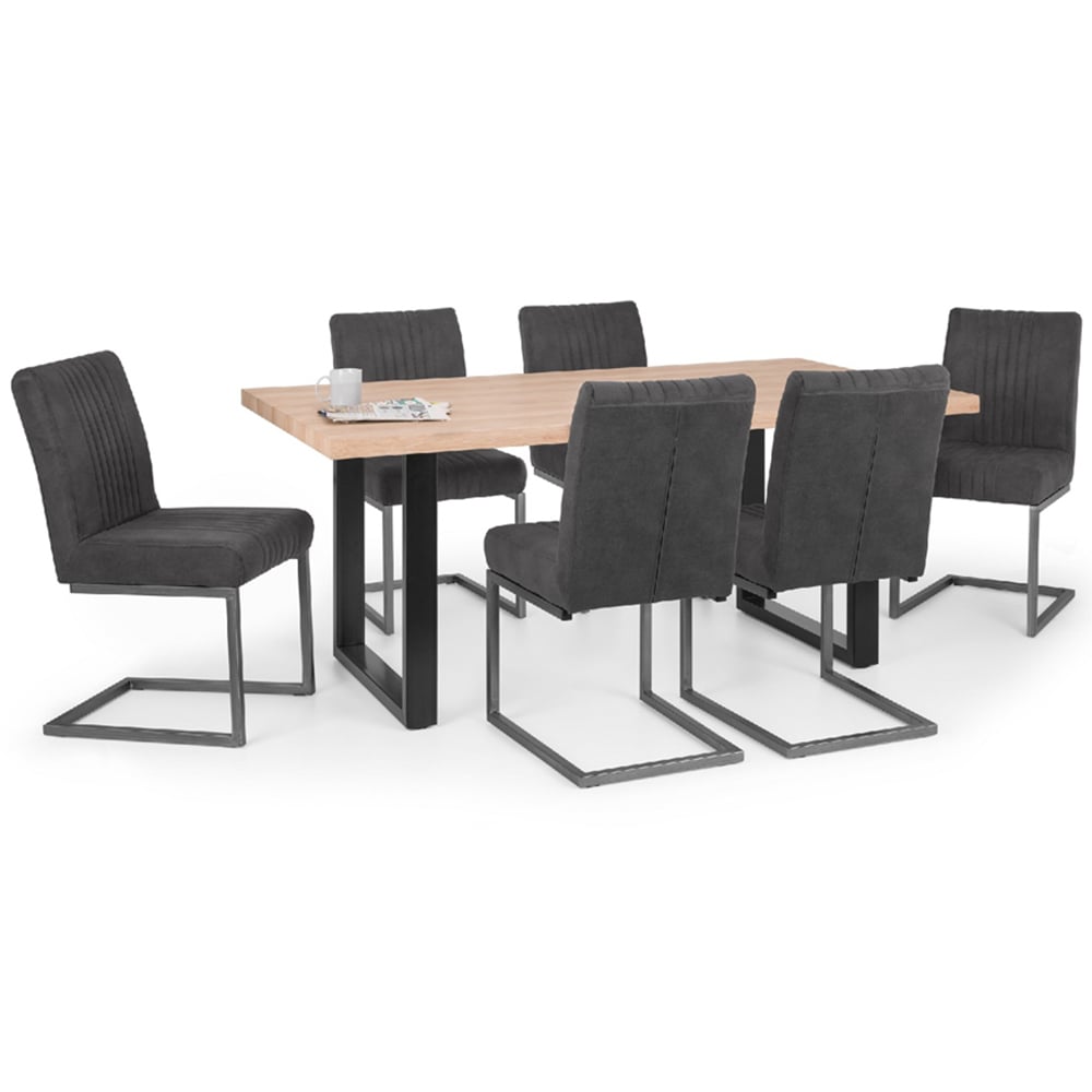 Julian Bowen Berwick 6 Seater Rectangular Dining Set Charcoal Image 2