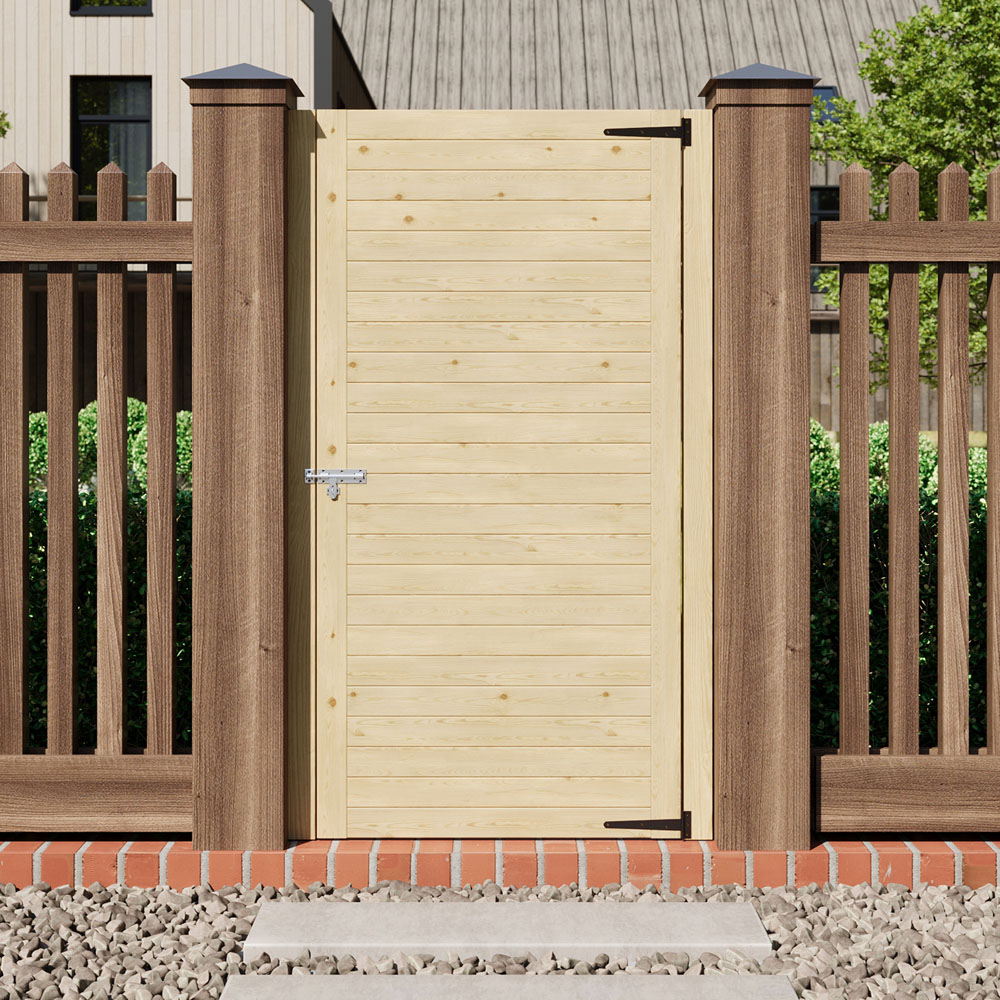 Living and Home Wooden Garden Reinforced Gate with Door Latch 70.8 x 35.4 inch Image 7