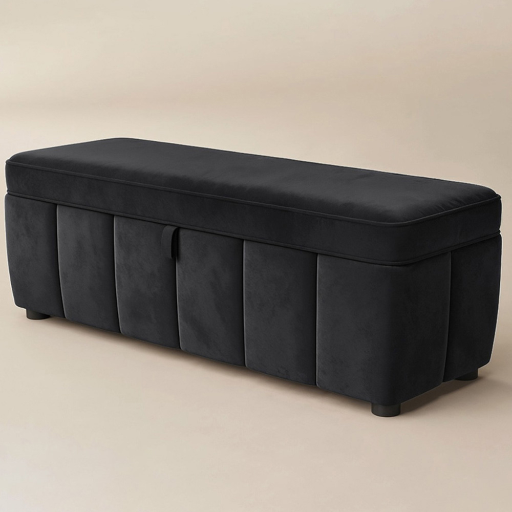 SOLACE+CO Emilie Black Velvet Blanket Box Image 3