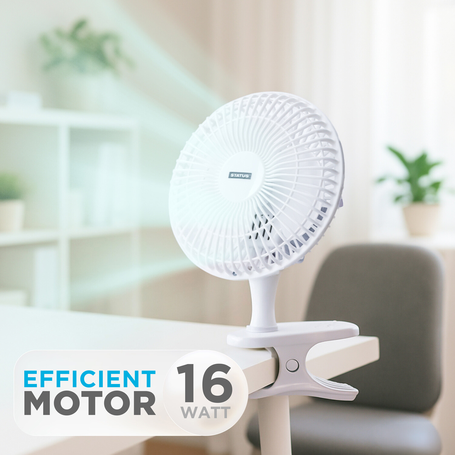 Status 6 inch Clip On Desk Fan White Image 4