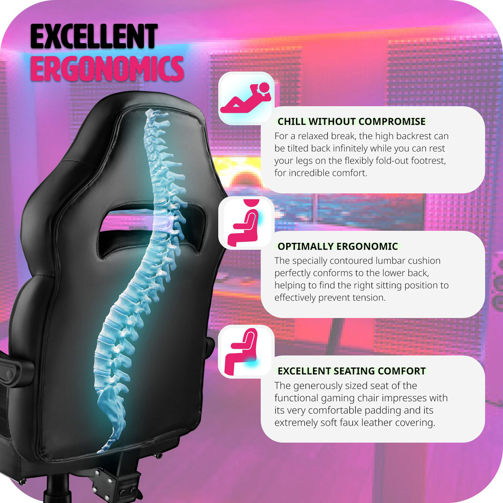 tectake Comodo Black Gaming Chair Image 6