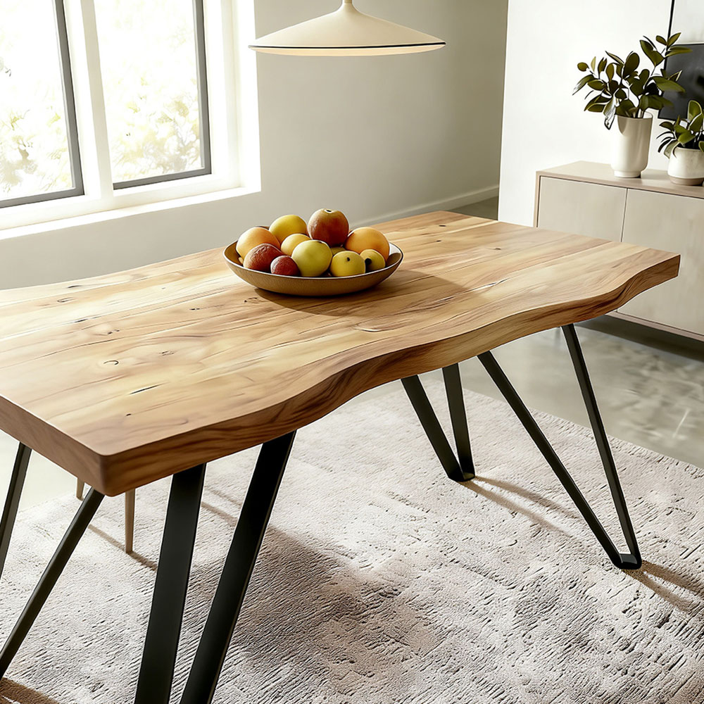 Home Source Arbore 6 Seater Dining Table Oak Woodgrain Effect Image 3