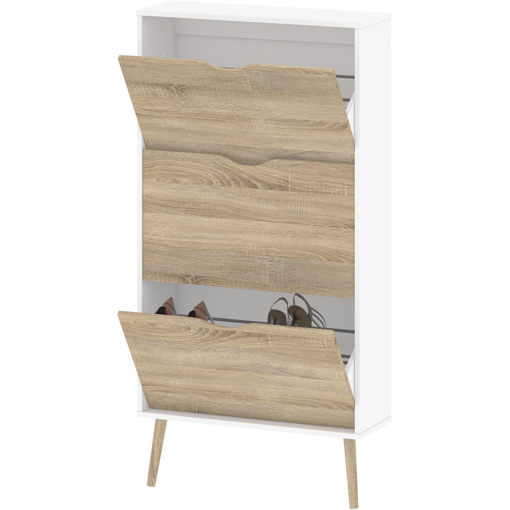Florence 3 Drawer White and Oak Shoe Cabinet Image 4