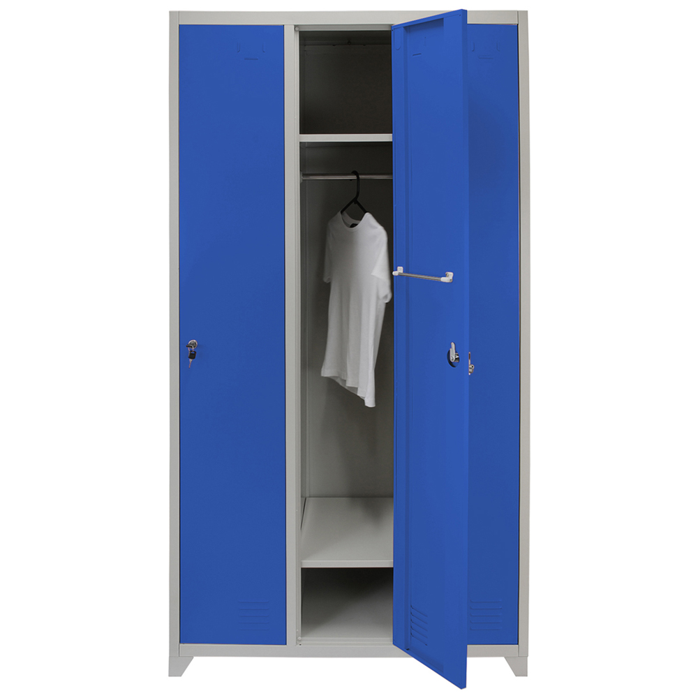 MonsterShop 3 Door Blue Wide Metal Storage Locker Image 4