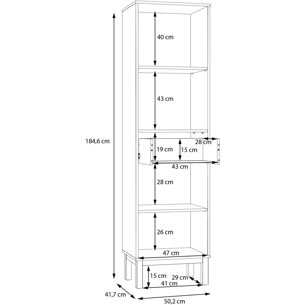 Florence Wensley 2 Door Single Drawer Light Grey and Oak Glass Display Cabinet with LED Lighting Image 9