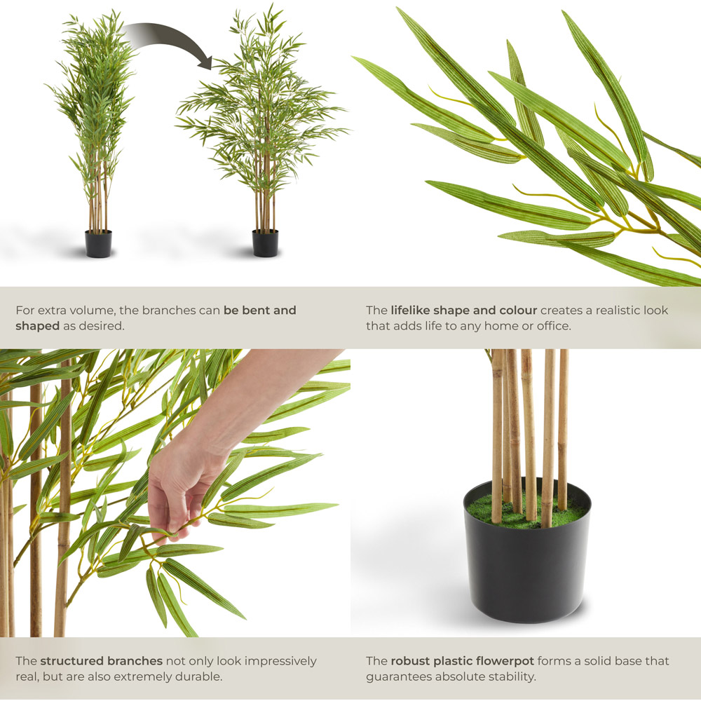 tectake Artificial Bamboo Plant in Pot 150cm Image 4