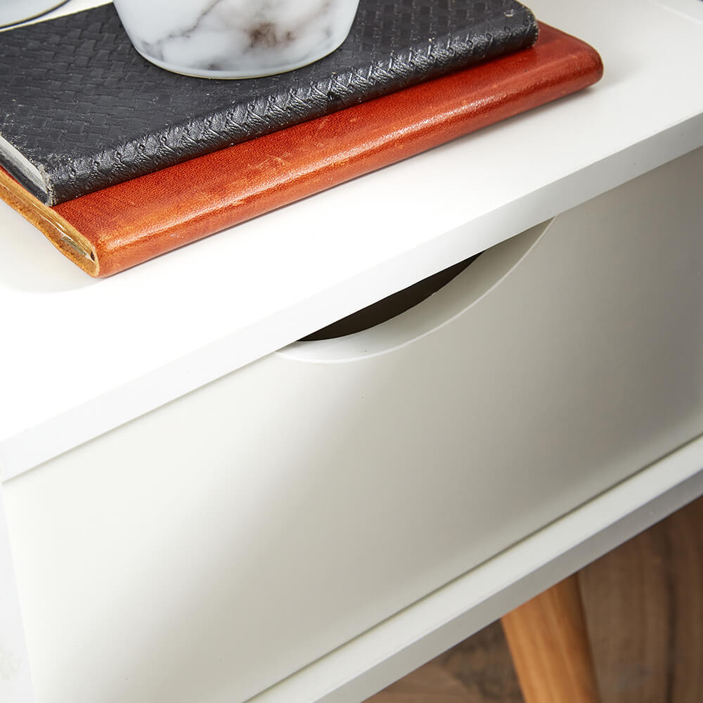 Home Source Boden Single Drawer White Bedside Table Image 3