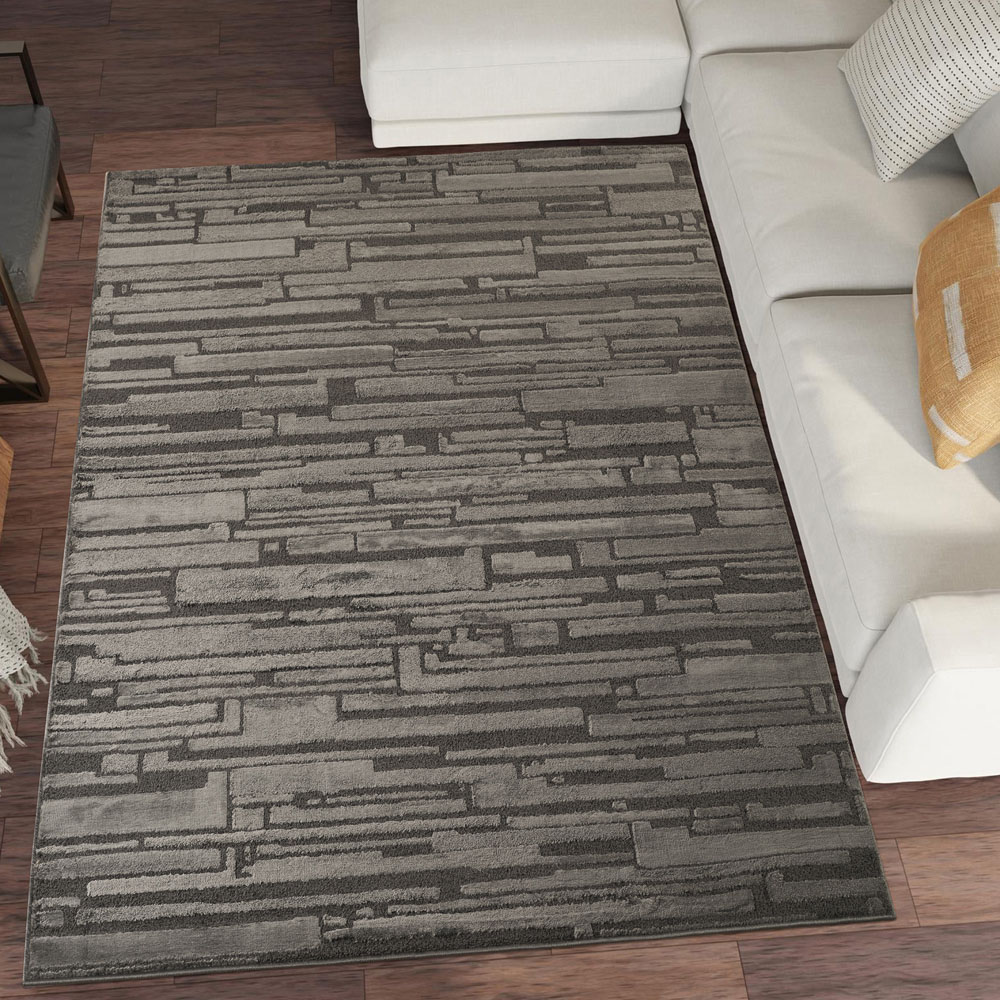 Desire Rugs Hamilton Dark Grey Bold Geometric Rug 80 x 150cm Image 2