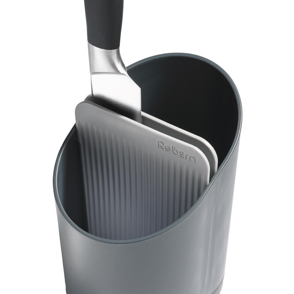 ReBorn Dark Grey Compact Plastic Cutlery Drainer with Knife Safety Slot Image 4