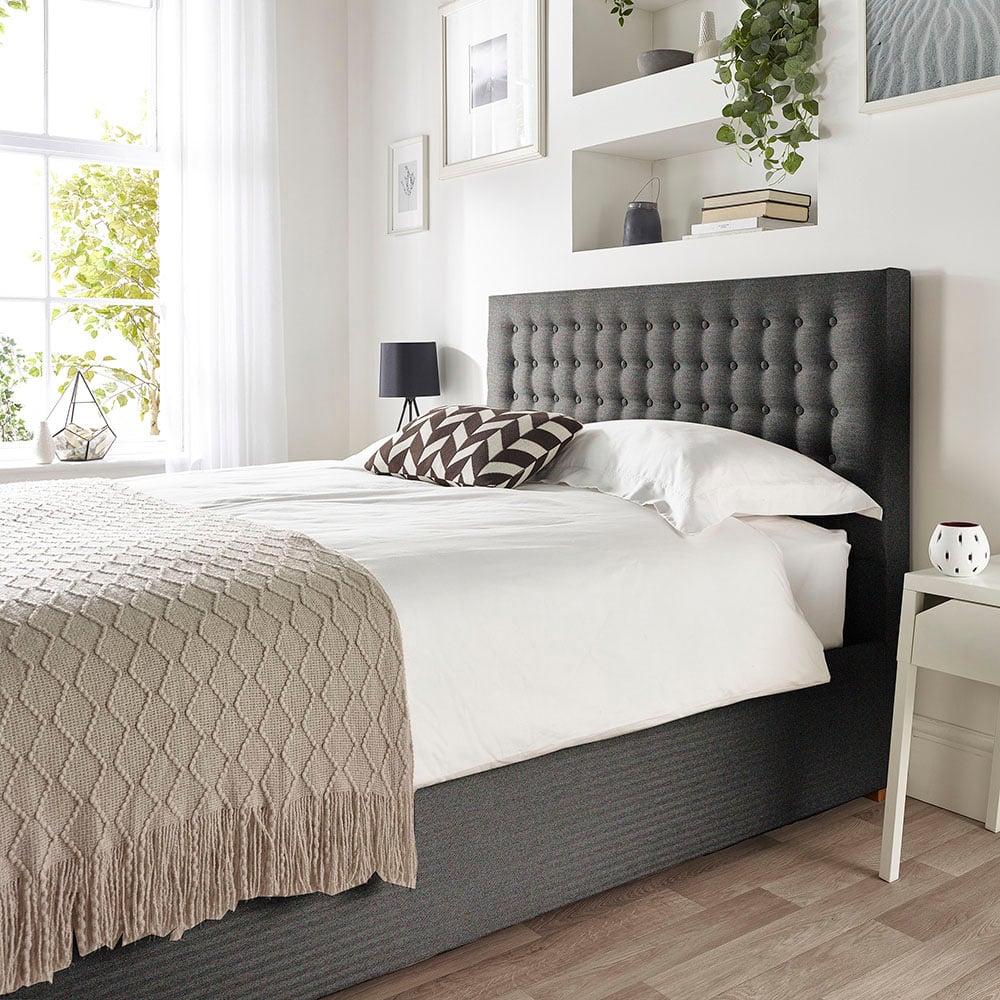 Catherine Lansfield Opulence Small Double Charcoal Twill Ottoman Bed Image 5