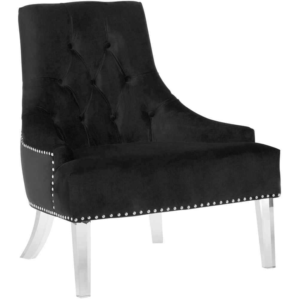 Premier Housewares Clarence Button Tufted Black Velvet Chair Image 2
