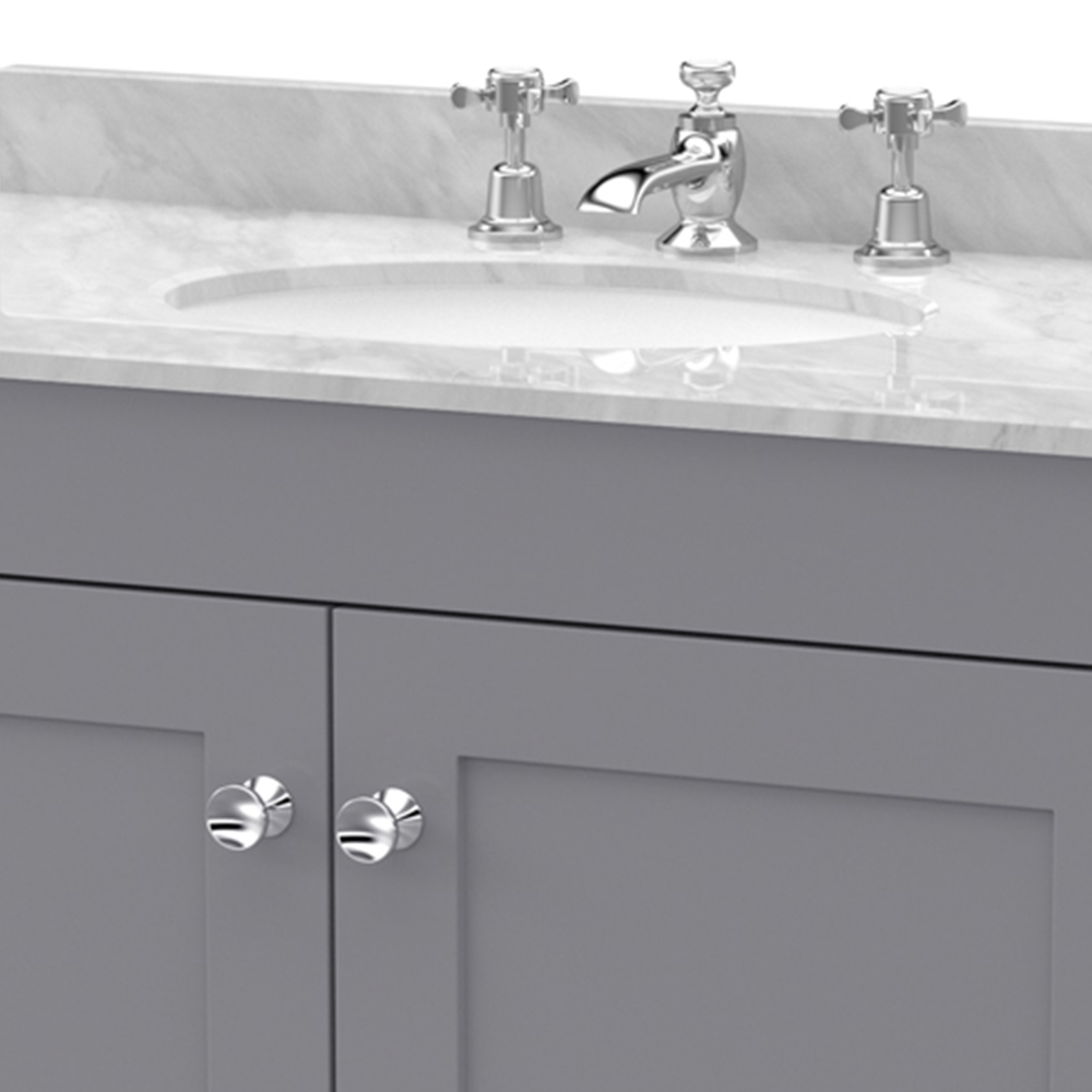 nuie Classique 2 Door Satin Grey Floor Standing Unit and 3 Tap Hole Marble Basin 800mm Image 2