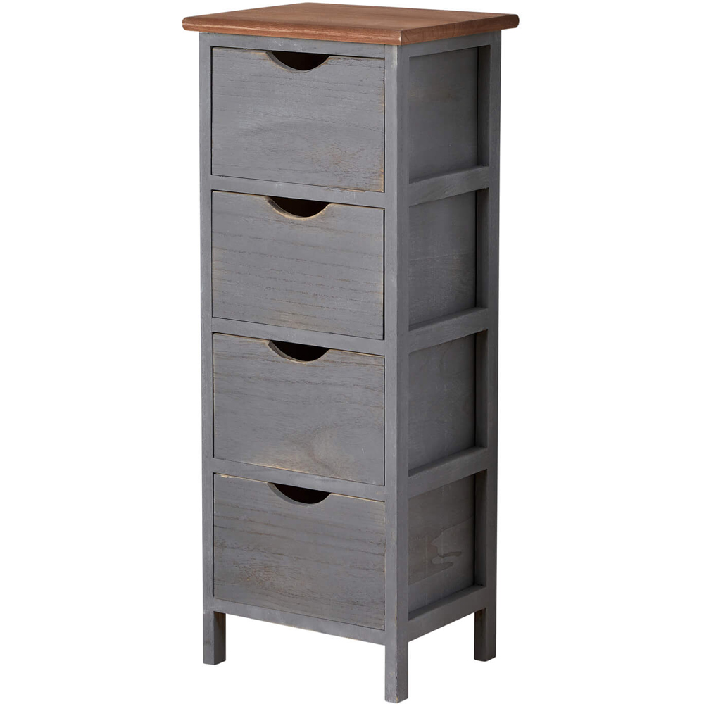 Home Source Hemsby 4 Drawer Grey Wooden Chest of Drawers Image 2