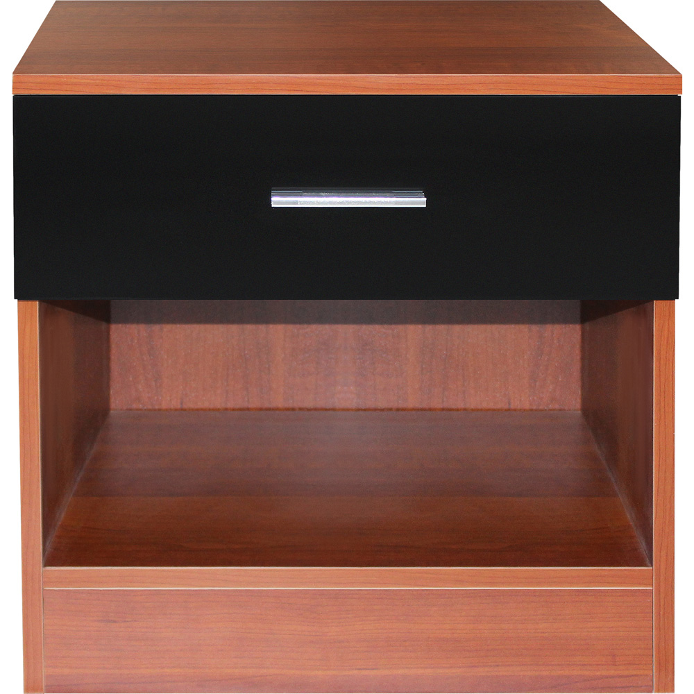 Brooklyn Single Drawer Walnut and Black High Gloss Bedside Table Image 4
