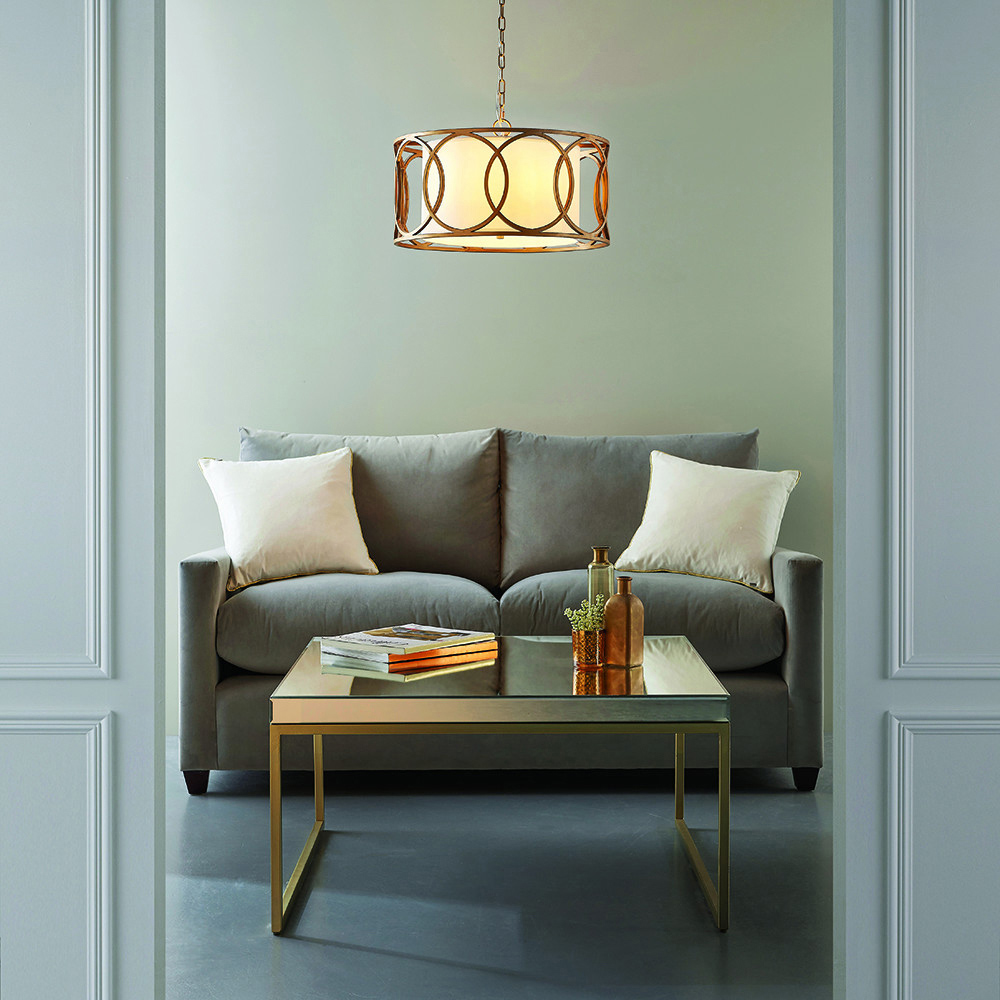 Merano Varese Brushed Gold Paint and White 4 Light Pendant Ceiling Light Image 7