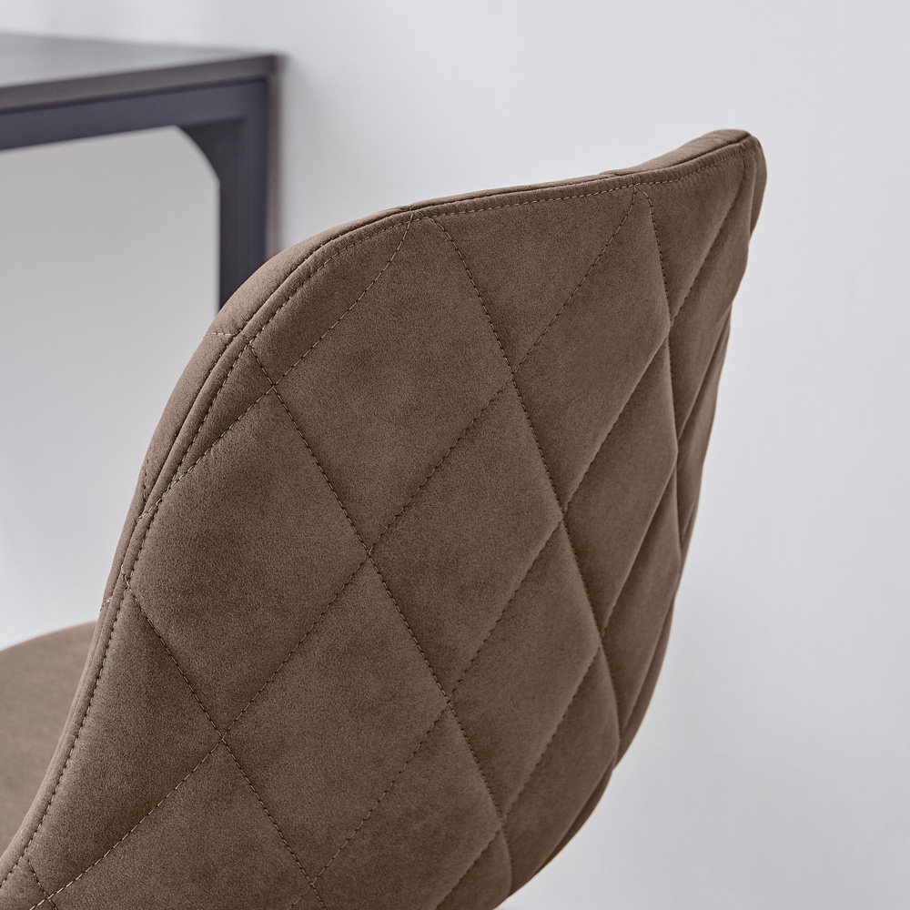 Furniturebox Theresa Brown Velvet and Silver Office Chair Image 4