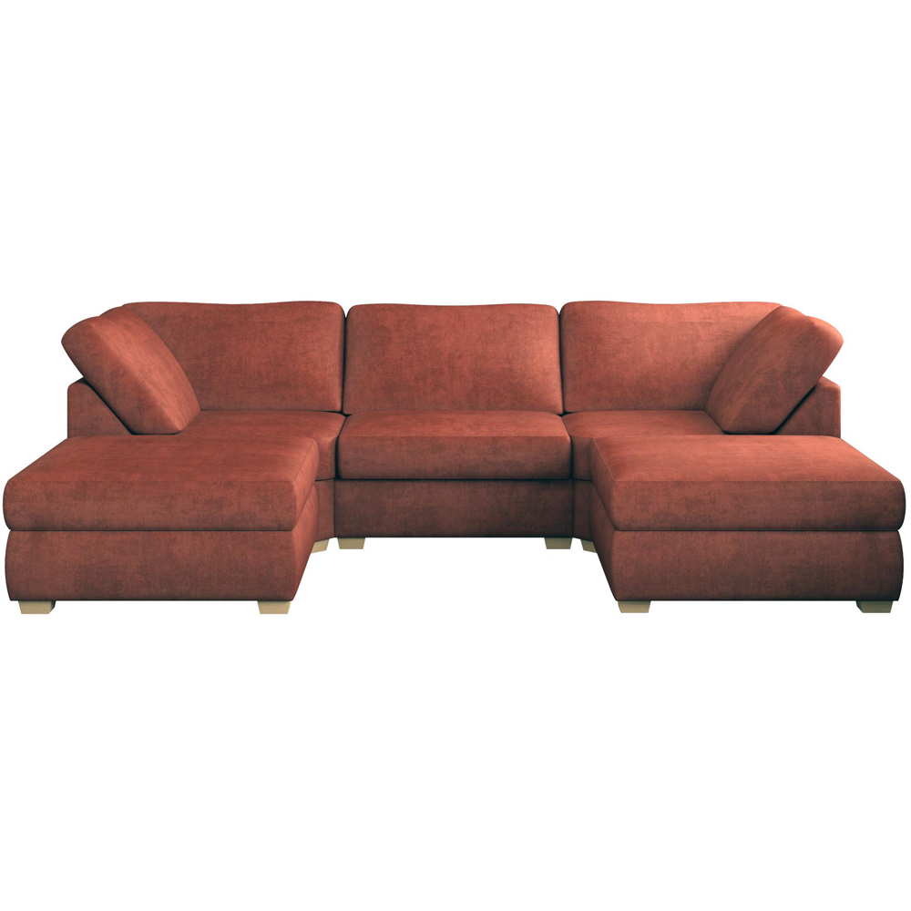 Nestle 5 Seater Marmalade Plush Velvet Fixed Back U-Shape Sofa Image 2