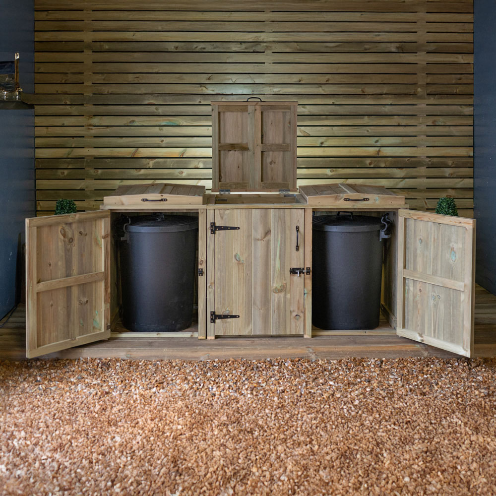 The Garden Village Paythorne Triple Dustbin Storage Image 2