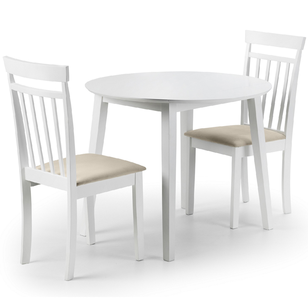 Julian Bowen Coast 2 Seater White Dropleaf Table Set Image 2