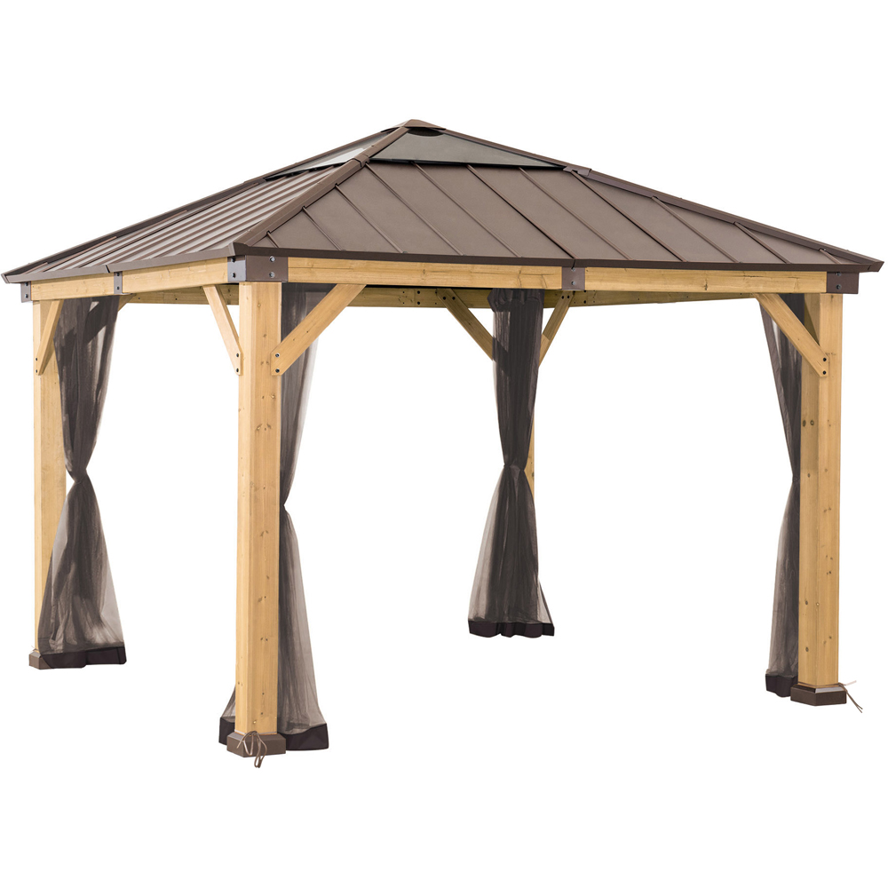 Sunjoy 2.7 x 2.7m Khaki Accessory Netting for Cedar Wood Gazebo (Gazebo Not Include) Image 2
