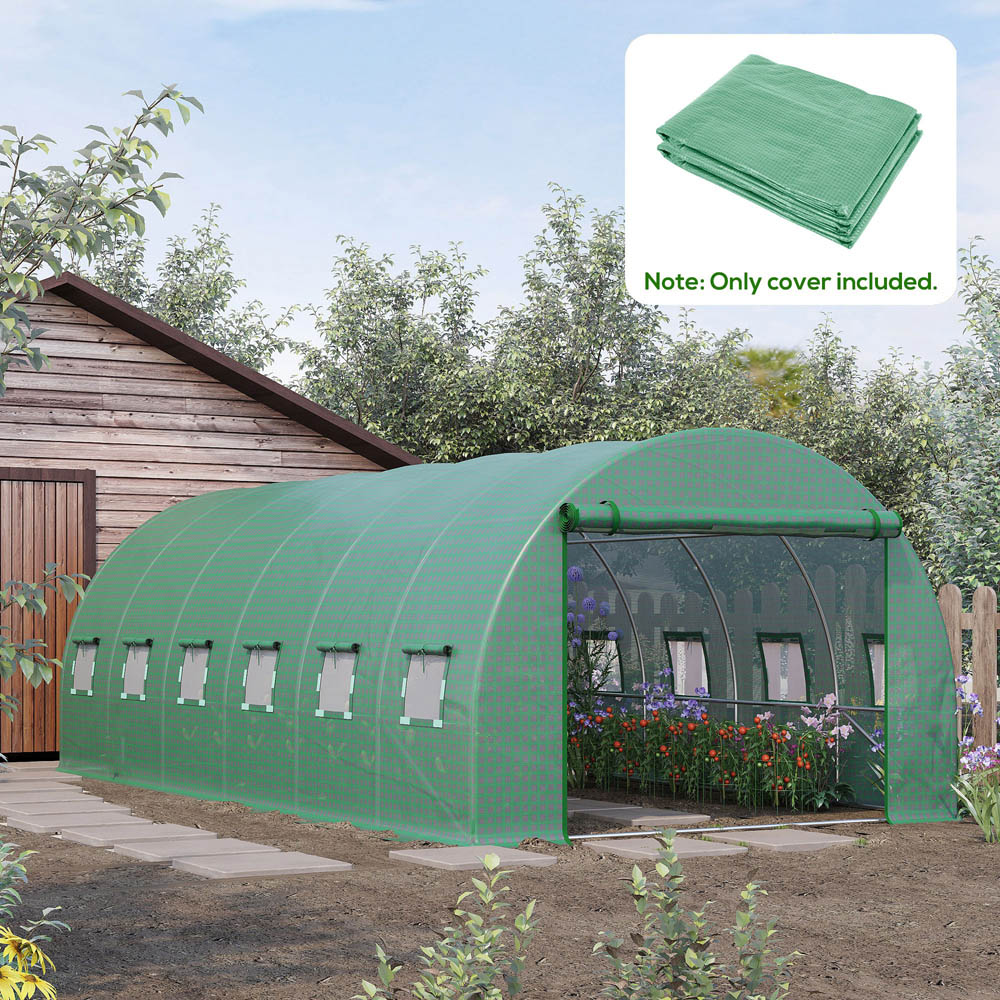 Outsunny Green 19.6 x 10ft Replacement Greenhouse Cover Image 2