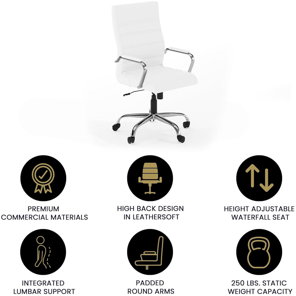 FWStyle White and Chrome Gold Designer Office Chair Image 5