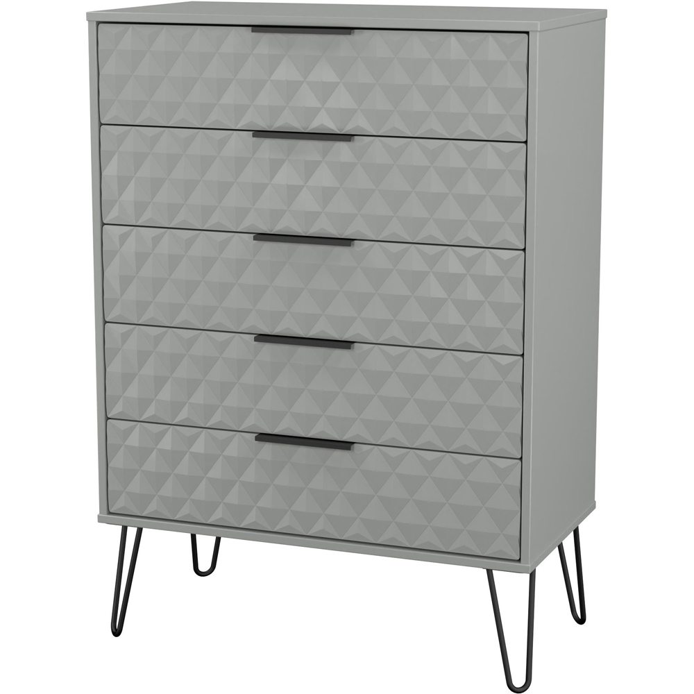 Crowndale Harlequin 5 Drawer Dusk Grey Chest of Drawers Ready Assembled Image 2