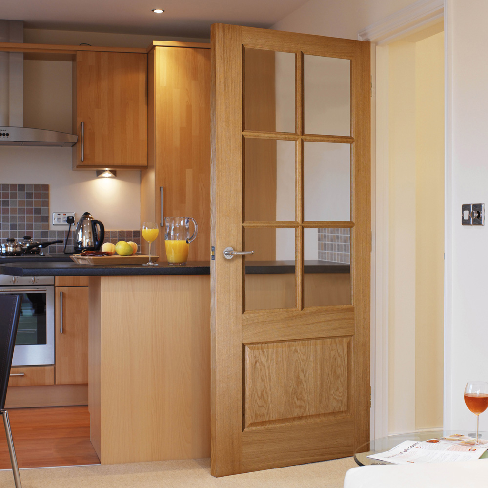 JB Kind Dove Classic Oak Glazed Internal Door 1981 x 762mm Image 2