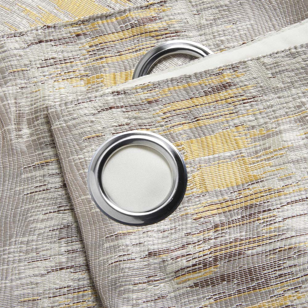 Alan Symonds Flections Ochre Jacquard Shimmering Lined Ring Top Eyelet Curtains 117 x 183cm Image 3