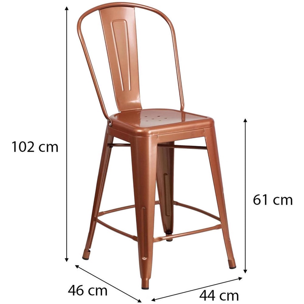 FWStyle Antique Copper Steel Bar Stools Set of 4 Image 7