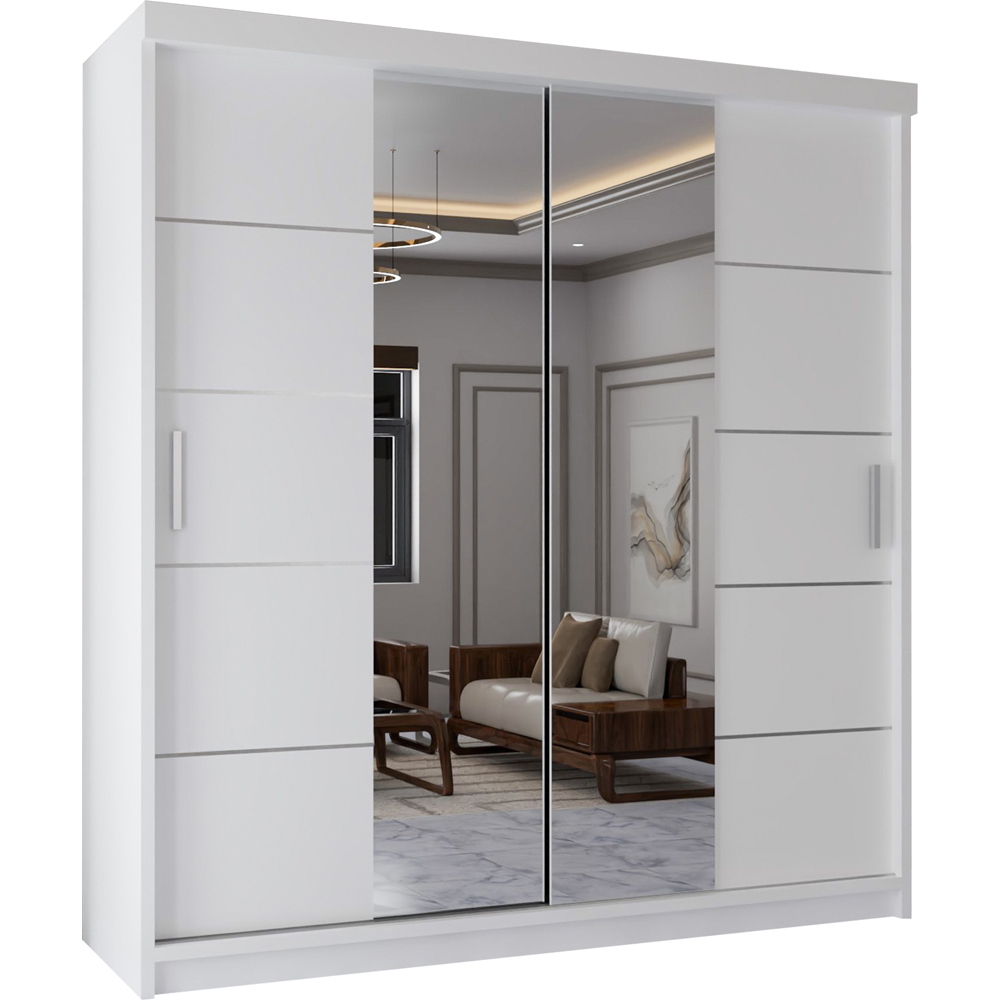 Sliding Wardrobes 4U 2 Sliding Door White Half Mirrored Wardrobe 150cm Image 2