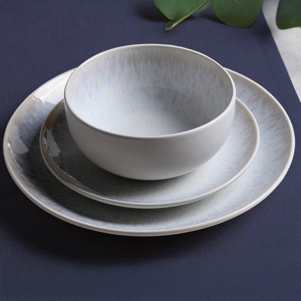 12 Piece White Textured Dinner Set - White Image 2