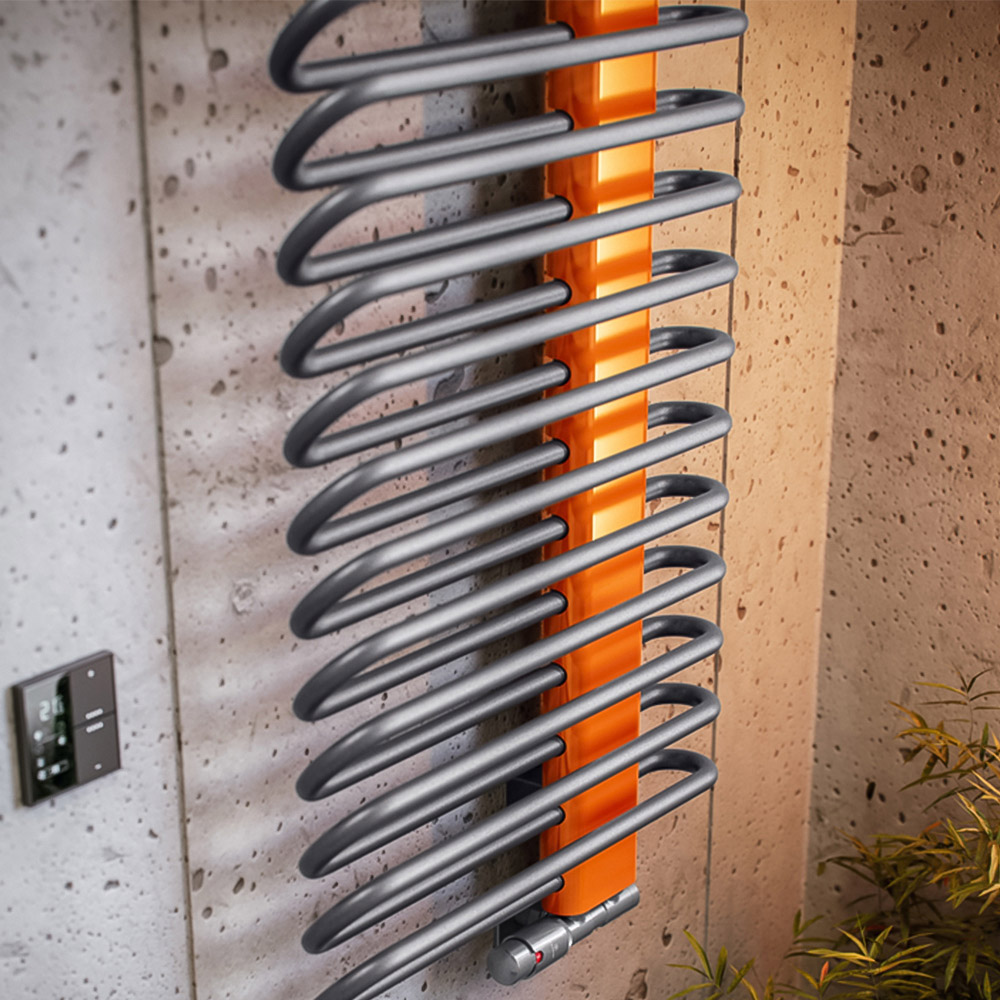 Terma Michelle 2459BTU Graphite and Orange Heated Towel Rail 1200 x 500mm Image 7