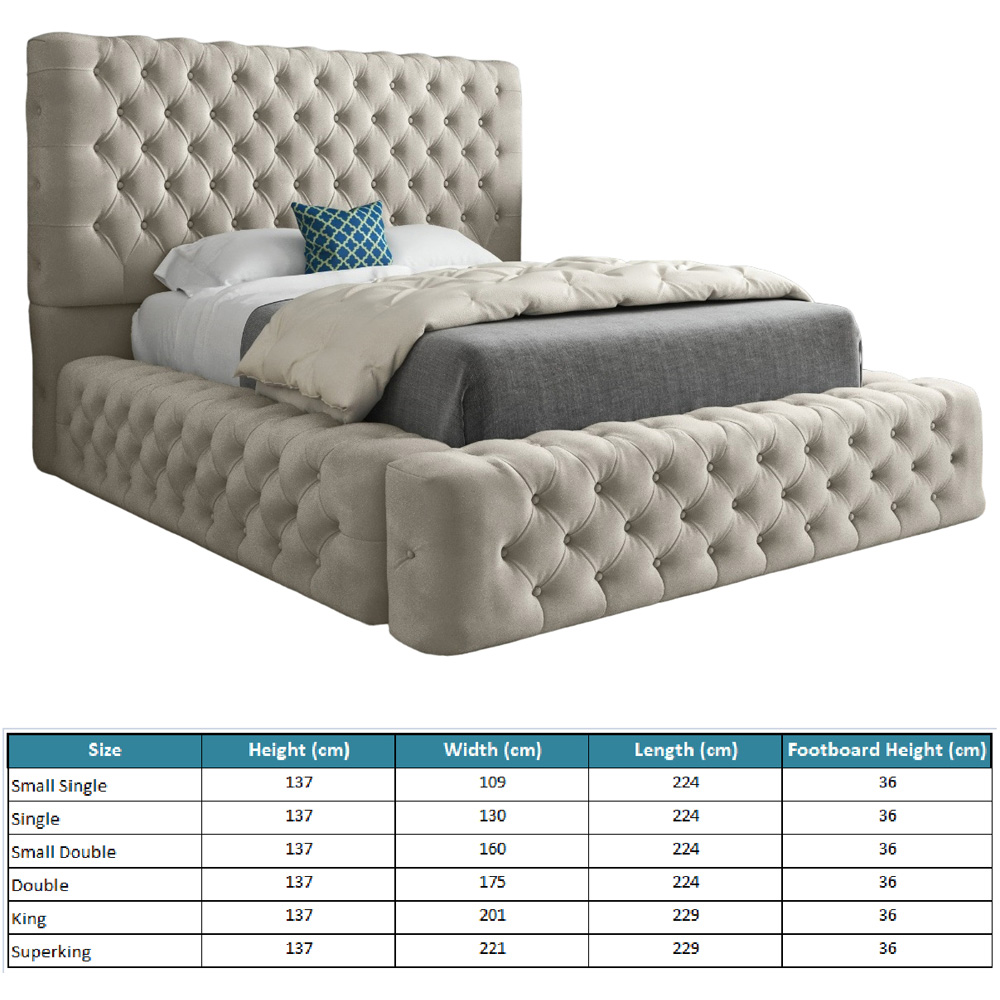 Grand Milan Silver Super King Size Upholstered Bed Frame with Pleated Chesterfield Headboard Image 7