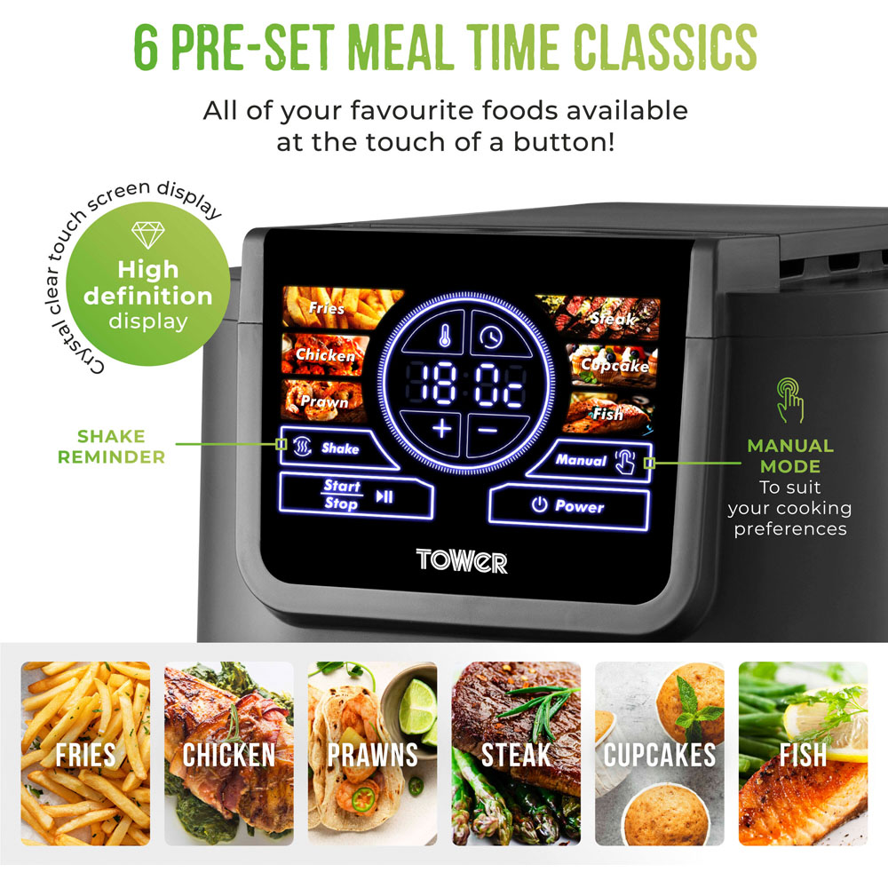 Tower AirX T17158 Grey Single Basket Digital Air Fryer 8L Image 4