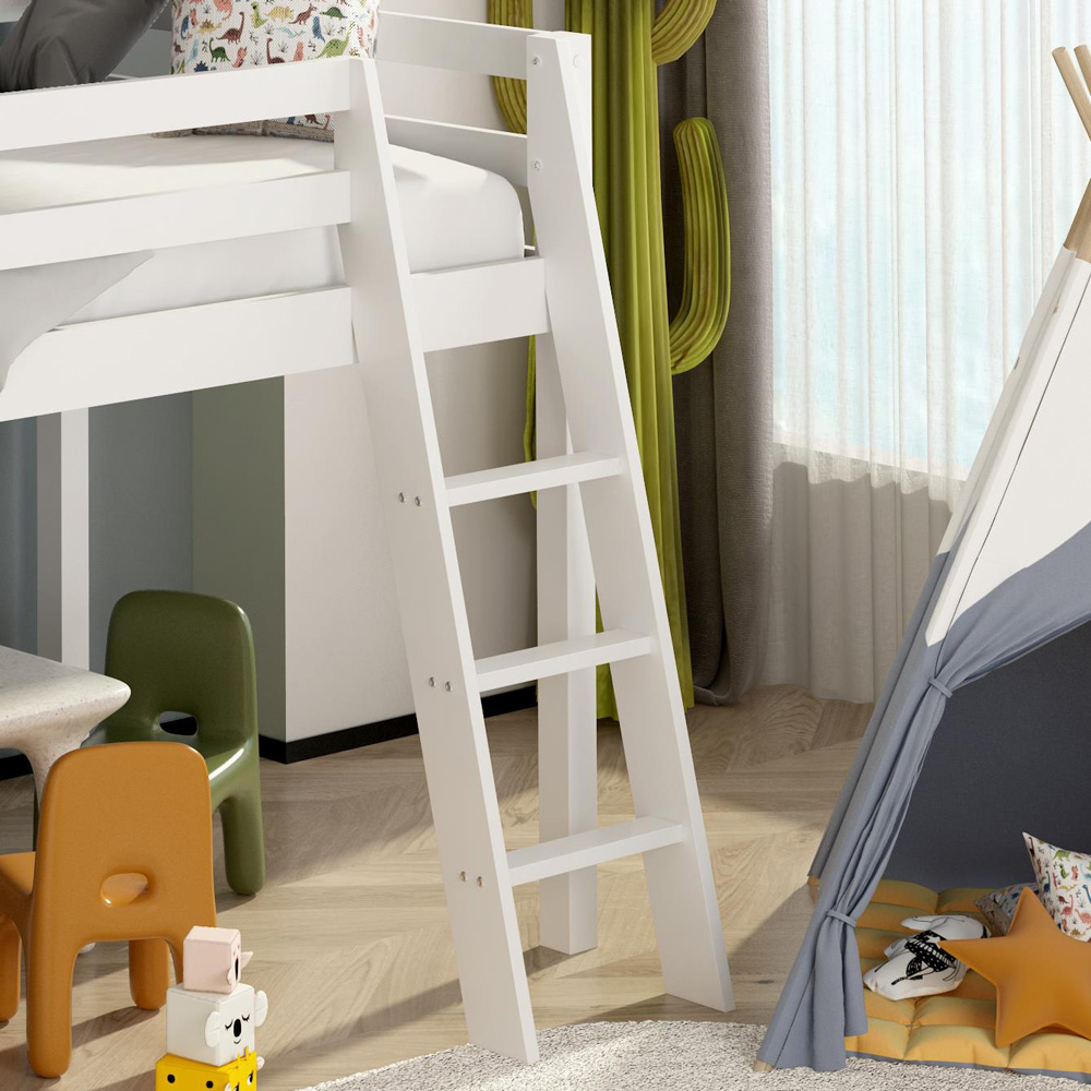 Portland White Wooden Mid Sleeper with Slide Image 2