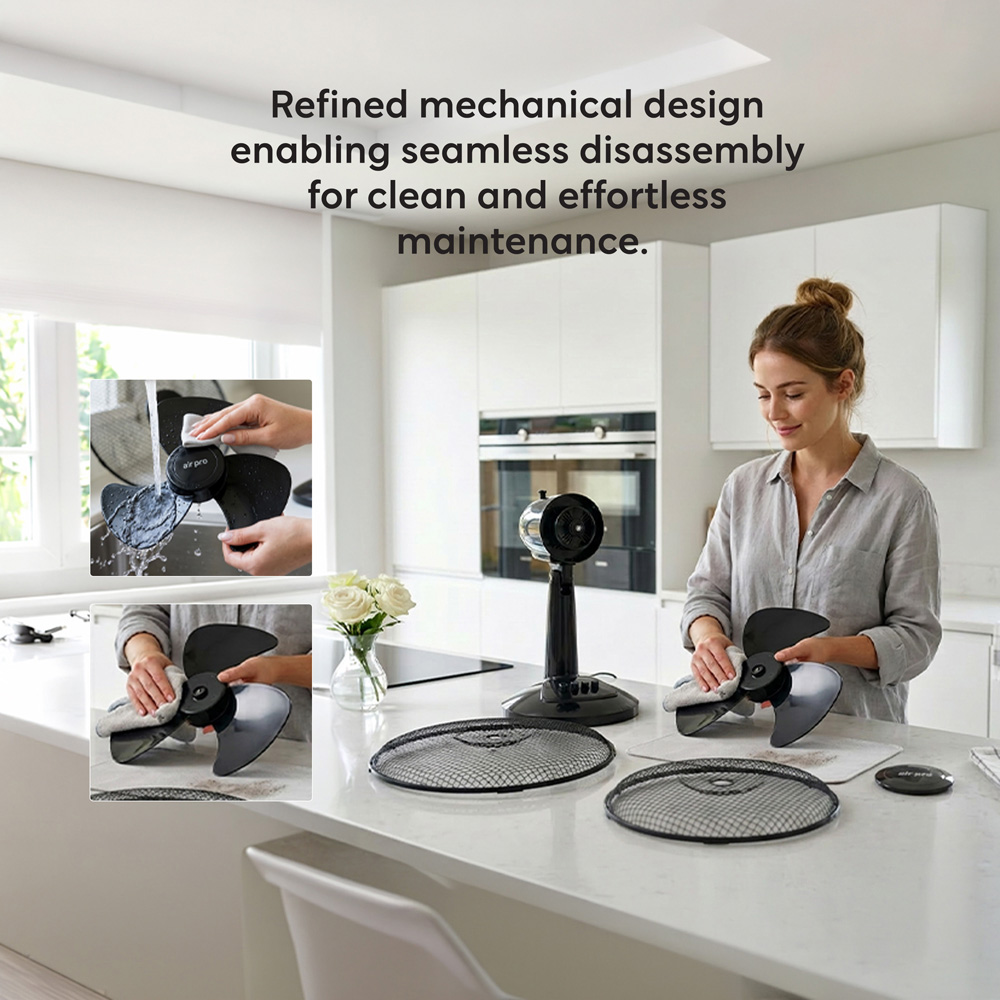Air Pro Black Oscillating Portable Quiet Desk Fan 12 inch Image 5