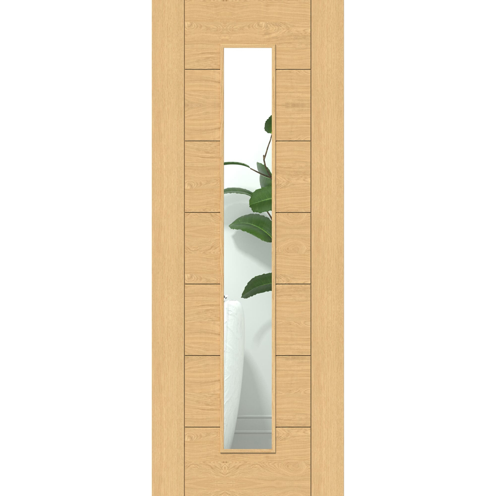 Green & Taylor Oak 7 Panel Single Lite Clear Glazed Prefinished Internal Door 2032 x 813mm Image