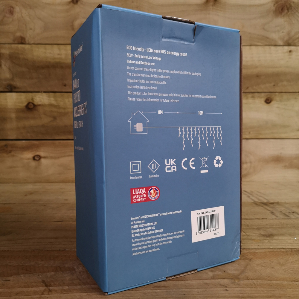 Premier IcicleBrights 640 Cool White LED Christmas Icicle Light 16m Image 6