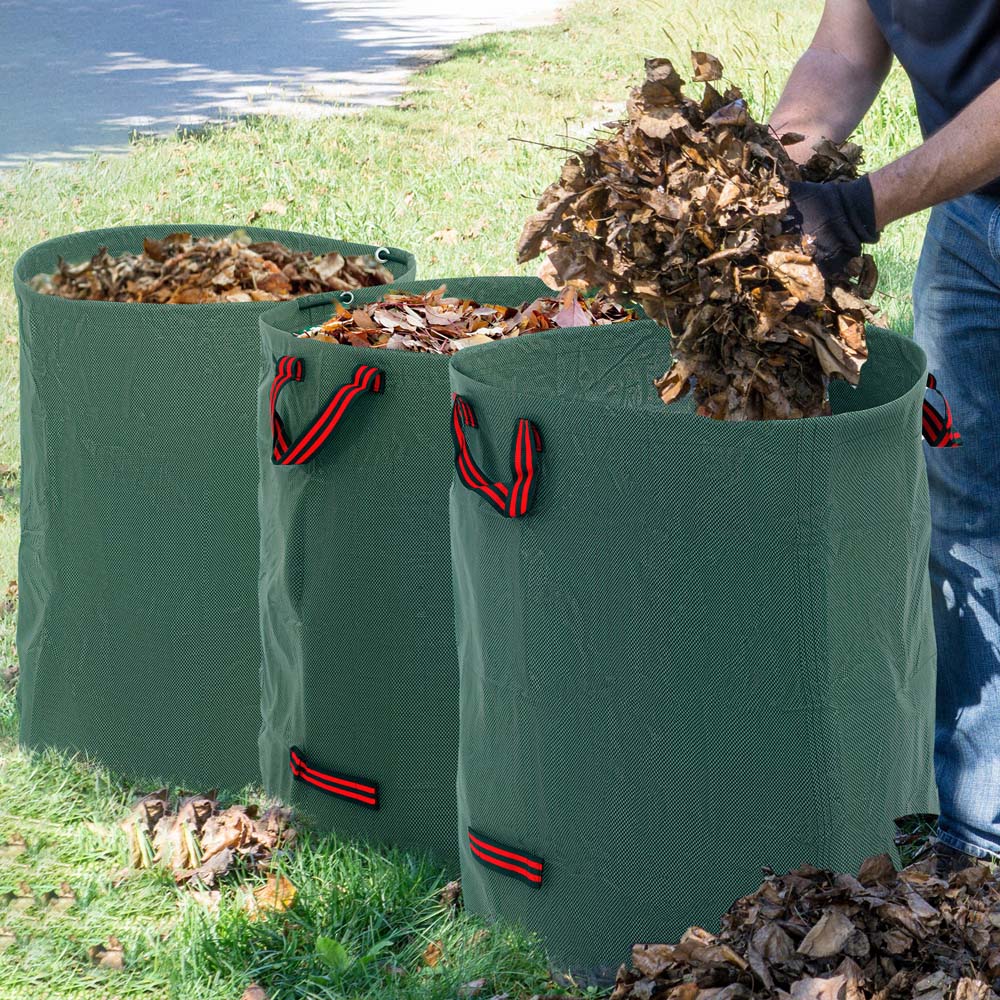 Outsunny Green Heavy Duty Garden Waste Bag 300L 3 Pack Image 2