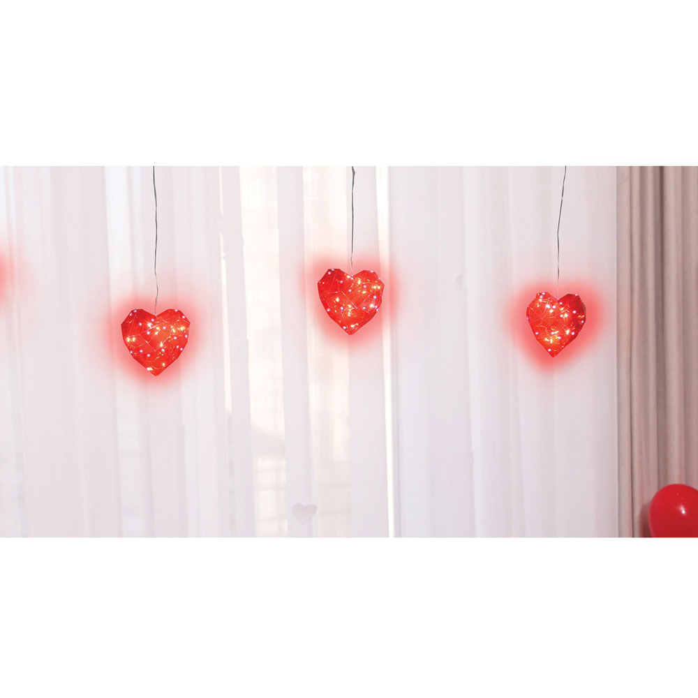 Iridescent Heart Curtain Light - Red Image 3